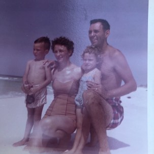 mom &amp; dad with emile &amp; me at beach